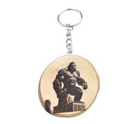 Promotech Llavero de madera natural con grabado láser de Crazy Gorilla, madera, W5L5