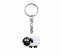 Promotech Llavero divertido de oveja - lindo diseño de animales de plástico con cadena de acero inoxidable - bonito llavero para amantes de los animales