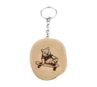 Promotech Skate Winnie - Llavero de madera con grabado láser hecho a mano, madera, W5L5