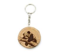 Promotech Sleeping Panda - Llavero de madera con grabado láser hecho a mano, madera, W5L5