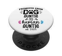 Promoted from Dog Auntie to Human Auntie EST 2026 New Aunt PopSockets PopGrip Adhesivo