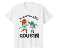 Promoted to Big Cousin for Boys Fun Family Outfit Niños Voy a ser un gran primo pirata Camiseta T-Shirt Pirata Blanco Talla Pequeño Manga Larga