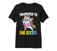 Promoted to Big Sister Girls Dabbing Unicorn Older Sister Camiseta Premium