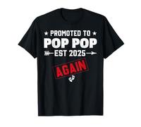 Promoted To Pop Pop Again 2025 Baby Announcement Siblings Camiseta