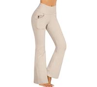 Promover Pantalones de Yoga para Mujer Pantalones Deportivos de Trabajo de Cintura Alta Bootcut con Bolsillos Bootleg Control de Barriga para Entrenamiento y Casual Jazz