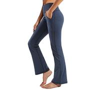 Promover Pantalones de Yoga para Mujer Pantalones Deportivos de Trabajo de Cintura Alta Bootcut con Bolsillos Bootleg Control de Barriga para Entrenamiento y Casual Jazz