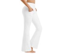 Promover Pantalones de Yoga para Mujer Pantalones Deportivos de Trabajo de Cintura Alta Bootcut con Bolsillos Bootleg Control de Barriga para Entrenamiento y Casual Jazz