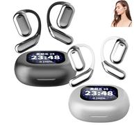 Promptanda Open Ear Earbuds, True Powerful Bluetooth 5.4 Open Ear Earbuds,Intelligent Touch Screen Open Bluetooth Earphones, Non in Ears Sports Wireless Headphones ,IPX5 Waterproof (Black+White)