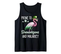 Prone to Shenanigans and Malarkey Sign St Patricks Flamingo Camiseta sin Mangas