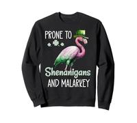 Prone to Shenanigans and Malarkey Sign St Patricks Flamingo Sudadera