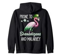 Prone to Shenanigans and Malarkey Sign St Patricks Flamingo Sudadera con Capucha
