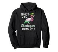 Prone to Shenanigans and Malarkey Sign St Patricks Flamingo Sudadera con Capucha
