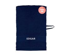 PRONENS. Pack 2 Toallas Guardería con Nombre Bordado Personalizable - Suaves, Absorbentes y Resistentes - 100% algodón - Colgador - Secado Fácil - 30x50cm (Marino)