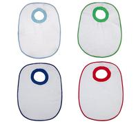 PRONENS Pack 4 baberos de rizo 100% algodón doble capa con cuello elástico para niño y niña. Babero infantil guardería grande ideal BLW, absorbente de fácil colocación. Personalizable