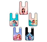 PRONENS Pack 5 baberos bebé niño y niña de microfibra impermeables con divertidos dibujos, de fácil limpieza y secado rápido, diseñados para BLW de 0 a 6 años. (PRINCESAS)