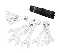 Pronese Juego de 10 llaves de extremo abierto superfinas, acero al carbono con pulido de espejo, métricas, incluyendo 6 ~ 27 mm, colocadas en una bolsa rodante