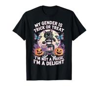 Pronombres de Gato Negro de Halloween no binarios no los Fases Camiseta