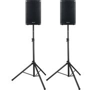 Pronomic C-212 MA Set: 2 Cajas activas 2 vías, 2000W, woofer 12", Tweeter 1.75", Bluetooth, DSP, Caja plástica Inclinada, Incluye Soportes.
