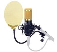 Pronomic CM-100BG Micrófono de Condensador Gran Diafragma XLR con Set Popkiller: suspensión, estuche, protector de viento, adaptador y cierre de contacto, color negro.