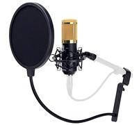 Pronomic CM-100BG Micrófono de Estudio de Gran Diafragma XLR Condensador con Set Popkiller (con suspensión para micrófono, Estuche, Protector contra Viento, Adaptador y Filtro antipop Negro) Negro