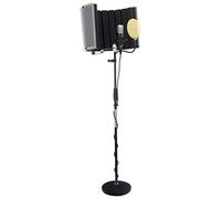 Pronomic CM-22 Micrófono de Diafragma Grande XLR Condensador para Estudio, Incluye Filtro antipop Dorado, araña, maletín, Adaptador, Protector Viento y Absorbente de Sonido, Negro.