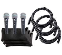 Pronomic DM-58-B Micrófono Vocal con Interruptor Set de 3 Incl. 3X 5m Cable