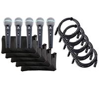 Pronomic DM-58-B Micrófono Vocal con Interruptor Set de 5 Incluye 5X Cable XLR de 5m con Sonido Potente y Cálido