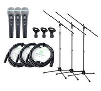 Pronomic DM-58-B Vocal Micrófono 3X Starter Set - Micrófono Dinámico - Cable XLR de 5 m de Largo - Soporte de Micrófono con Brazo - Abrazadera - Negro