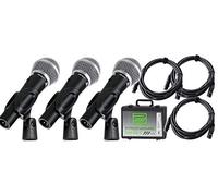 Pronomic DM-58-C Set 3 micrófonos dinámicos cardioide con cápsula elástica, interruptor, 3 cables XLR de 5 m y maletín. Color negro.