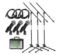 Pronomic DM-58-C Set Inicial: 3 micrófonos dinámicos con cápsula de suspensión, Interruptor, Soportes, Cables de 5 m y maletín Negro.