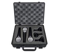 Pronomic DM-58-C Set vocal 3 micrófonos dinámicos cardioide con suspensión elástica, interruptor, abrazaderas y maletín negro.