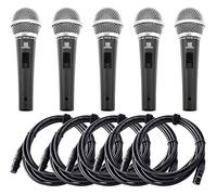 Pronomic DM-58 Micrófono Vocal con Interruptor Set de 5 Incluye 5x 5m Cable | Micrófono universal para voz y canto, También apto para captación de instrumentos, Sonido extremadamente equilibrado
