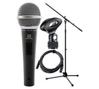 Pronomic DM-58 Micrófono Vocal Starter Set (micrófono dinámico de Mano con Interruptor, patrón Polar: supercardioide, Incl. Soporte, Abrazadera + Cable XLR de 5m)