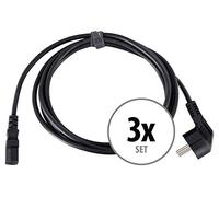 Pronomic EUIEC-3 Cable De Alimentación Para Equipos 3m Set De 3, 3 x 0 | Muy flexible, Longitud: 3 m, EU (SchuKo) a IEC C13 (hembra), Clase de protección I, Acoplamiento para equipos de 3 polos