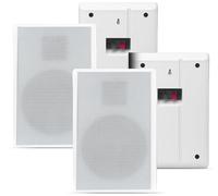 Pronomic FLS-540 WH Set de Altavoces de Pared Flatpanel (2 Pares de Altavoces HiFi Planos, Caja 2 vías, woofer 5,25"/133mm, Tweeter 1,2"/30mm, 25/50 vatios (RMS/Peak), conexión con bornes) Blanco