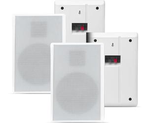 Pronomic FLS-540 WH Set de Altavoces de Pared Flatpanel (2 Pares de Altavoces HiFi Planos, Caja 2 vías, woofer 5,25"/133mm, Tweeter 1,2"/30mm, 25/50 vatios (RMS/Peak), conexión con bornes) Blanco