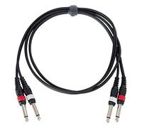 Pronomic J4J-1.5 Cable de Audio - 2x 6,3 mm Mono Jack a 2x 6,3 mm Mono Jack - Longitud: 1,5 m - Flexible y resistente - Conectores codificados por color - Negro