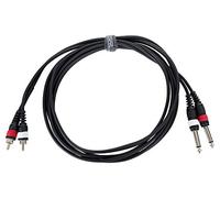 Pronomic J4RC-3 Cable de Audio - 2x Jack Mono 6,3 mm a 2x Cinch - Longitud: 3 m - Flexible y resistente - Conectores codificados por color - Negro