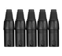 Pronomic Juego de conectores XLR macho 5 piezas (para confección de cables, montaje, cierre de contacto de alta calidad, carcasa robusta de fundición a presión) negro