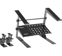 Pronomic LS-210 Deluxe Soporte para Portátil DJ Notebook Stand (Altura Ajustable, In ierres de Contacto, Superficie Adicional, Ideal para DJs y músicos, Material: Acero) Negro
