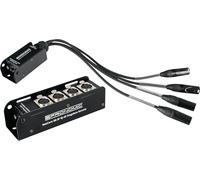 Pronomic NetCore SB-3F/SP-3M Set: solución multicore con stagebox de 4 conectores XLR hembra y cable con 4 XLR macho para transmisión de señales analógicas o digitales por cable de red.