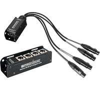 Pronomic NetCore SB-3M/SP-3F Set: solución multicore con stagebox de 4 conectores XLR macho y cable con 4 conectores XLR hembra para transmitir señales analógicas o digitales por cable de red.