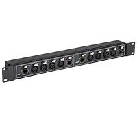 Pronomic NetCore SR-3F Multicore-Rackbox F/F Dual: rack con 2x4 conectores XLR hembra y 4x RJ45 para transmitir señales analógicas o digitales por cable de red.