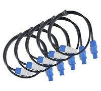 Pronomic Power Twist 1 Cable de Alimentación 1m Set de 5, 5 mm² | Cable para alimentación, Para altavoces activos y focos, Para pasar la corriente de un dispositivo al siguiente, 5 mm²