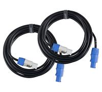 Pronomic Power Twist 5 Cable de Corriente 5m 2X Set, 5 mm², Color: Negro | Cable para alimentación eléctrica, Para altavoces activos y focos, Para pasar corriente de un dispositivo al siguiente, 5 mm²