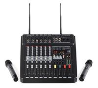 Pronomic Powermake 600 Mezclador Potenciado con Micrófonos Inalámbricos | Canales 1 a 6, Entrada de micrófono en formato XLR, Entrada de línea simétrica (jack de 6, 3 mm), Control de ganancia, 3 mm