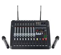 Pronomic Powermake 800 Mezclador Potenciado con Micrófonos Inalámbricos | Canales 1 a 8, Entrada de micrófono XLR, Entrada de línea simétrica (jack de 6, 3 mm), Control de ganancia, Control Aux, 3 mm