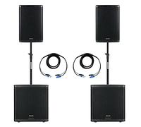 Pronomic Powerstage Concert 1815 2.2 - Set PA Activo con 2X subwoofer de 18" y 2X satélites de 15" - 2600 vatios de Potencia Total (RMS) - Incluye Tubos de Distancia y Cables