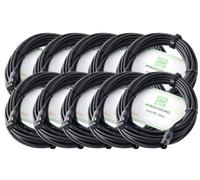 Pronomic Set de 10 cables de micrófono XFXM-10, 10m, XLR hembra a macho 3 polos, conector soldado a mano, resistente a ácidos y aceites, alivio de tensión, color negro.