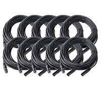 Pronomic Set de 10 cables micrófono XFXM-20, 20m, XLR hembra a macho 3 polos, conectores soldados a mano, resistentes a ácidos y aceites, alivio de tensión, color negro.